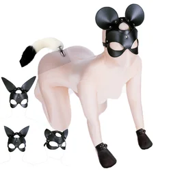 Animal Role Play Erotic Toy of Body Restraint Seamless Lingerie with Tail Plug to Bind Bondage Glove Kneeling Sex Shop for Women