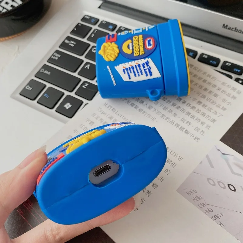 3D ยี่ห้อชีสอาหารสำหรับ AirPods 1 2 Pro 3 Charing กล่องซิลิคอนหูฟังไร้สายบลูทูธป้องกัน