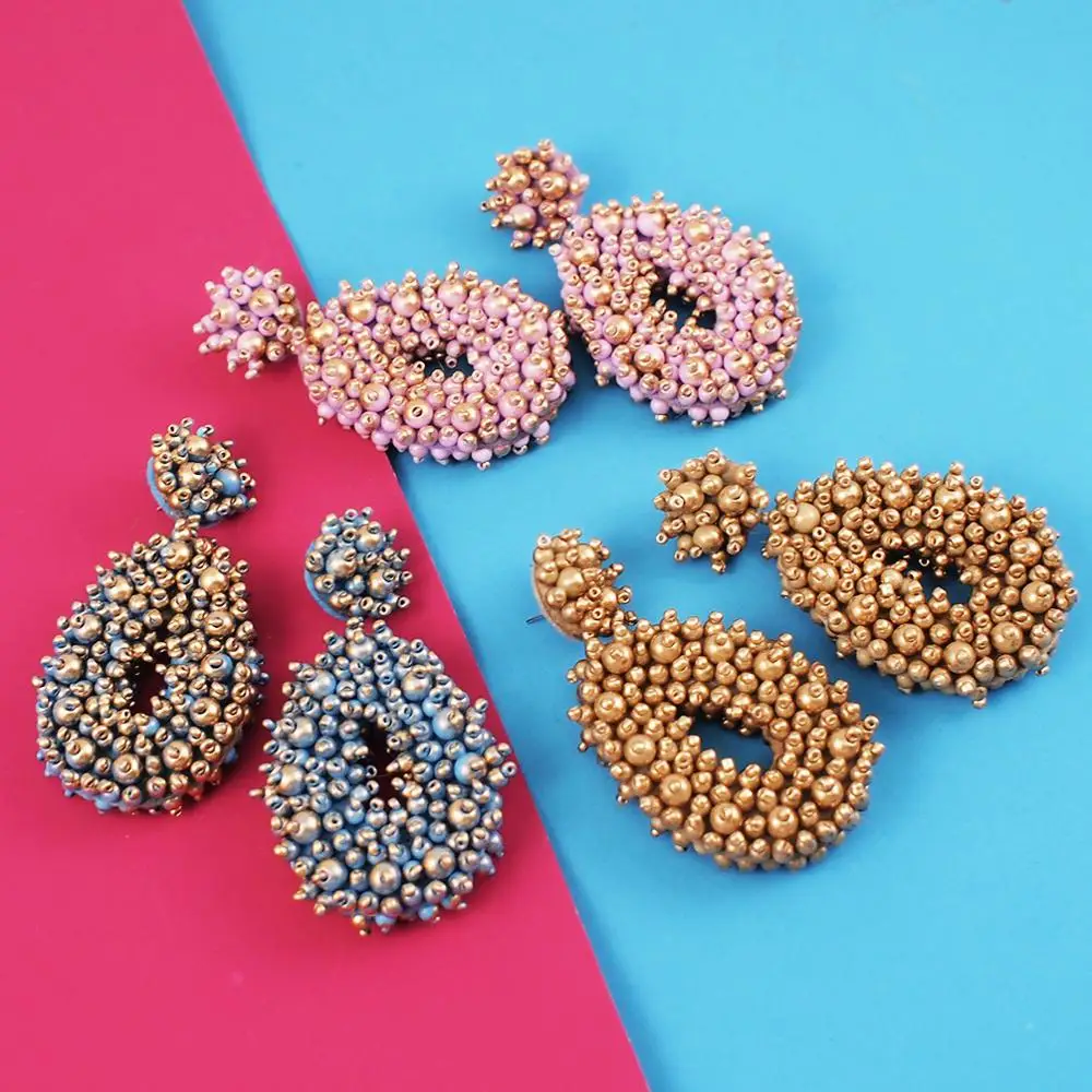 MANILAI Handmade Beads Drop Earrings For Women Boho Beaded Dangle Statement Earrings Jewelry Wholesale New