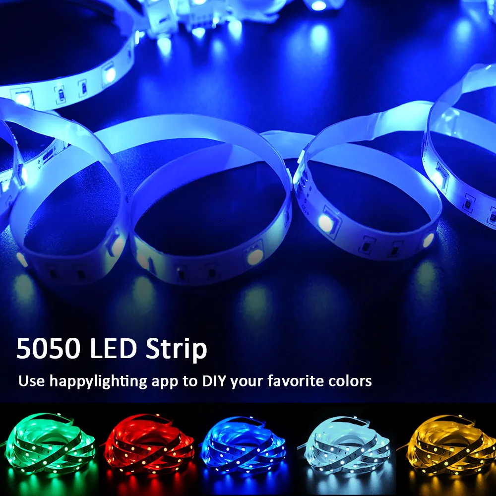 ColorRGB, LED Light Strip, Music Synchronized  Color Changing  RGB5050 ,Phone App Remote Control , LED Light Rope 6M 12M 15M