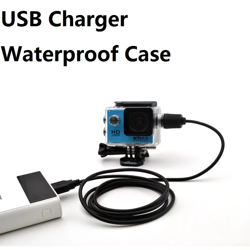 Akcesoria do kamer sportowych Wodoodporna obudowa ładowarki z kablem USB do SJCAM SJ4000 Air Sj7000 C30 EKEN H9 H9R Do motocykla — zdjęcie 2