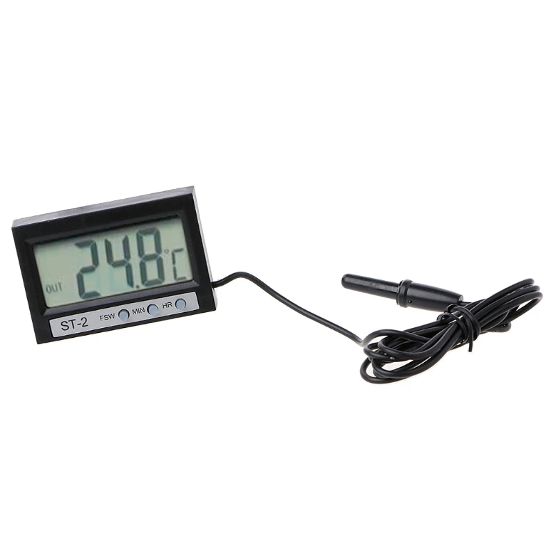 Digital LCD Aquarium Thermometer Waterproof Fish Tank Sensor with Probe Temperature Sensor Measuring Tool with Suction