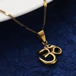 Trendy India Yoga Pendant Necklace OHM Hindu Buddhist AUM OM Hinduism Gold Color Jewelry