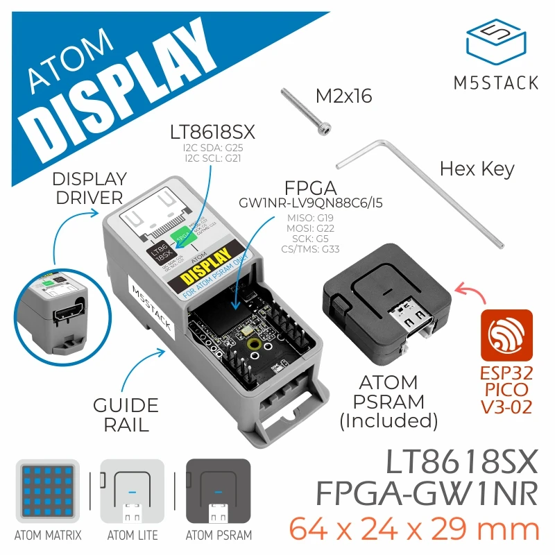 M5Stack Official M5Stack Atom PSRAM - LCD Display Driver Kit