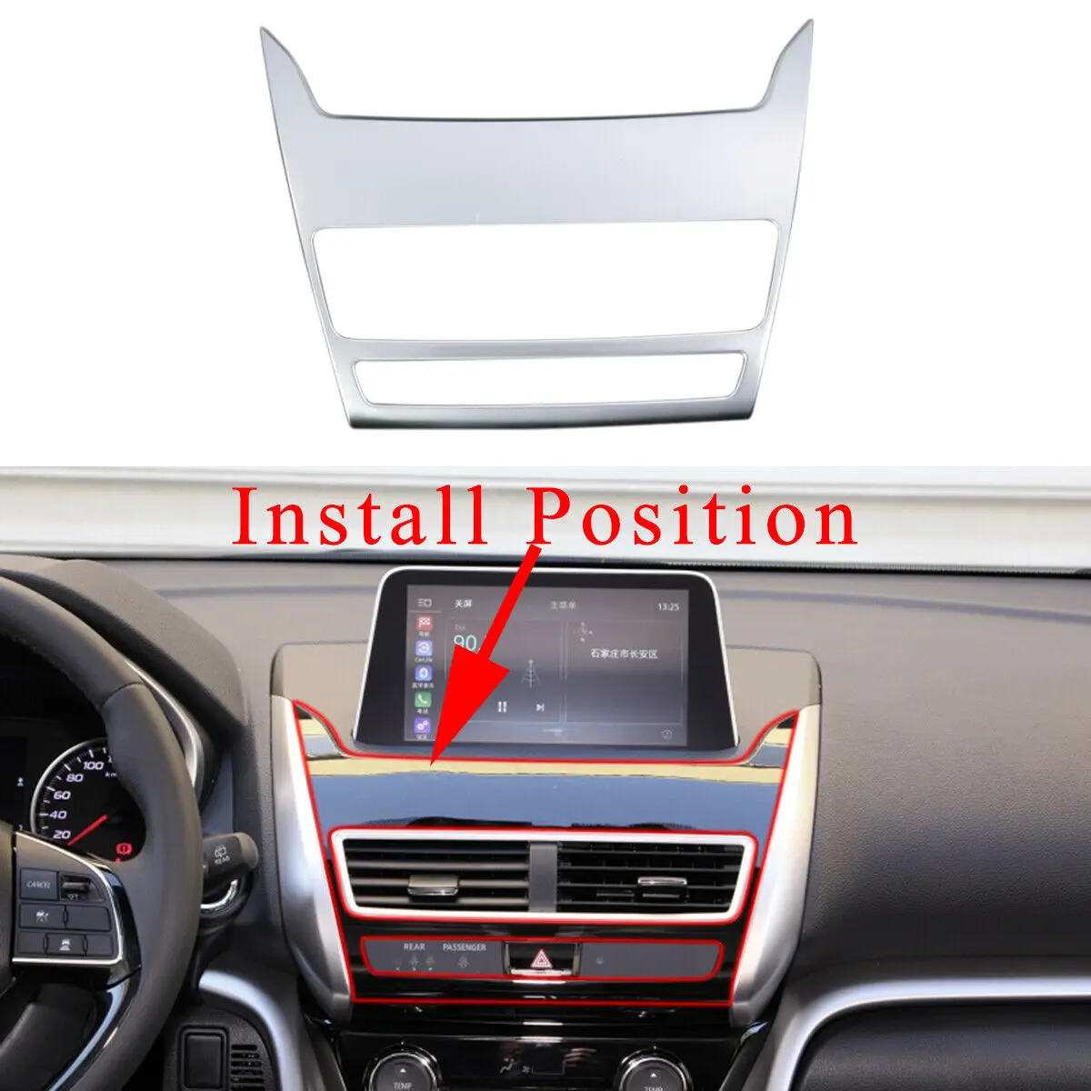 

Car Chrome Center Dashboard Control Panel Navigation Frame Cover Fit For Mitsubishi Eclipse Cross 2018 2019 2020 Accessories