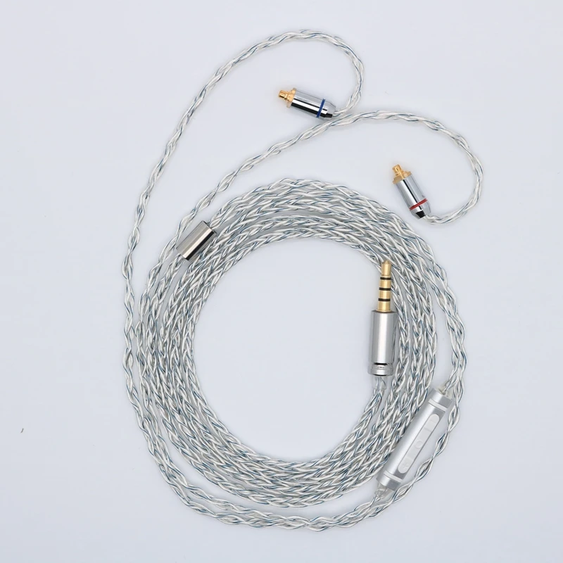 8 Core 5N Silver Plated Copper Upgrade Cable  With Microphone Carry +/- Volume Buttons MMCX/0.78mm 2Pin/QDC/TFZ Earphone Wire