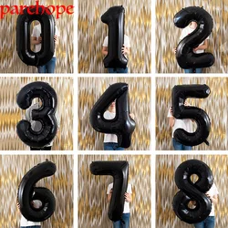 40 inch Black Figure Foil Number Balloon Anniversary Birthday Party Decoration Adult Bridal Shower Digital Ballon Kids Globo