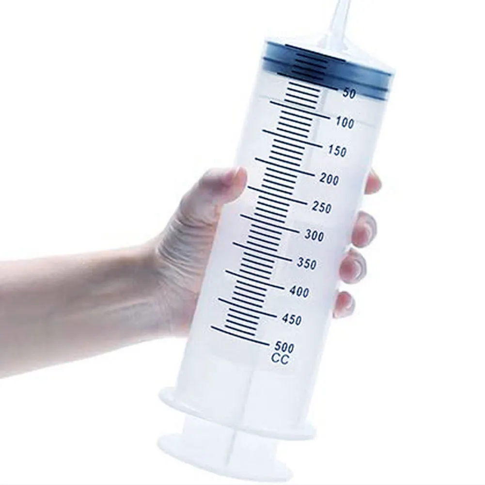 Large Syringe Tubing 500ML Plastic Syringe with Tube Converter Cap for Liquid Oil Glue Applicator Experiments Industrial Use