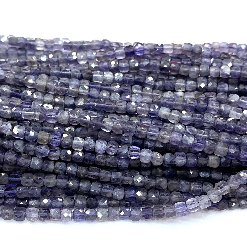 Veemake Blauw Ioliet Natuurlijke DIY Ketting Armbanden Oorbellen Ring Facet Onregelmatige Kubus Dames Kleine Kralen Voor Sieraden Maken