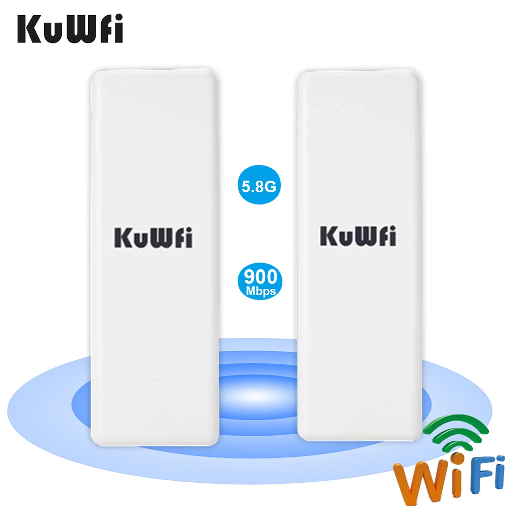 KuWFi Outdoor Wifi Bridge 5.8G 900Mbps Wireless CPE Router Point To Point 1-2KM WIFI Repeater WIFI Extender dengan POE Adapter