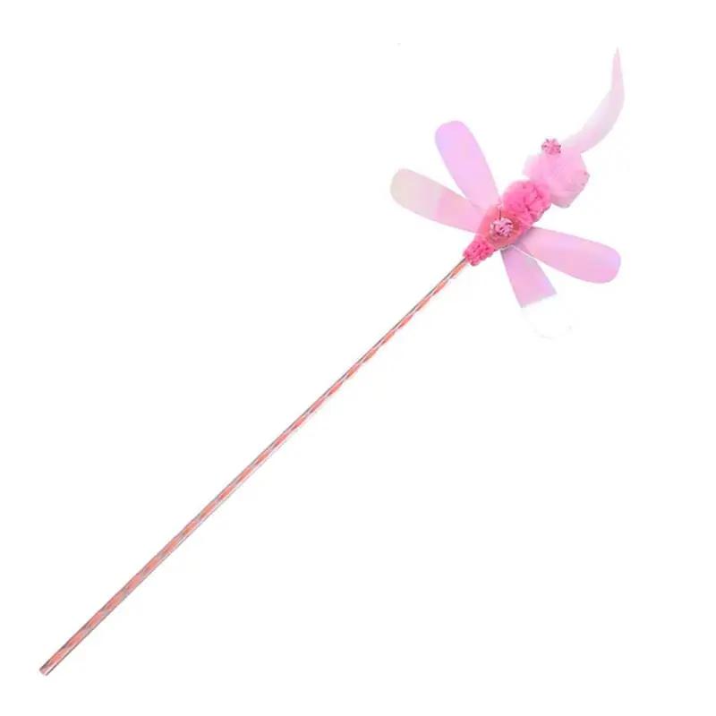 Cat Toys Cat Wand Pet Supplies Feather Dragonfly Sequins Cat Toy Wand Cat Teaser Wand Toys for Cats Kitten