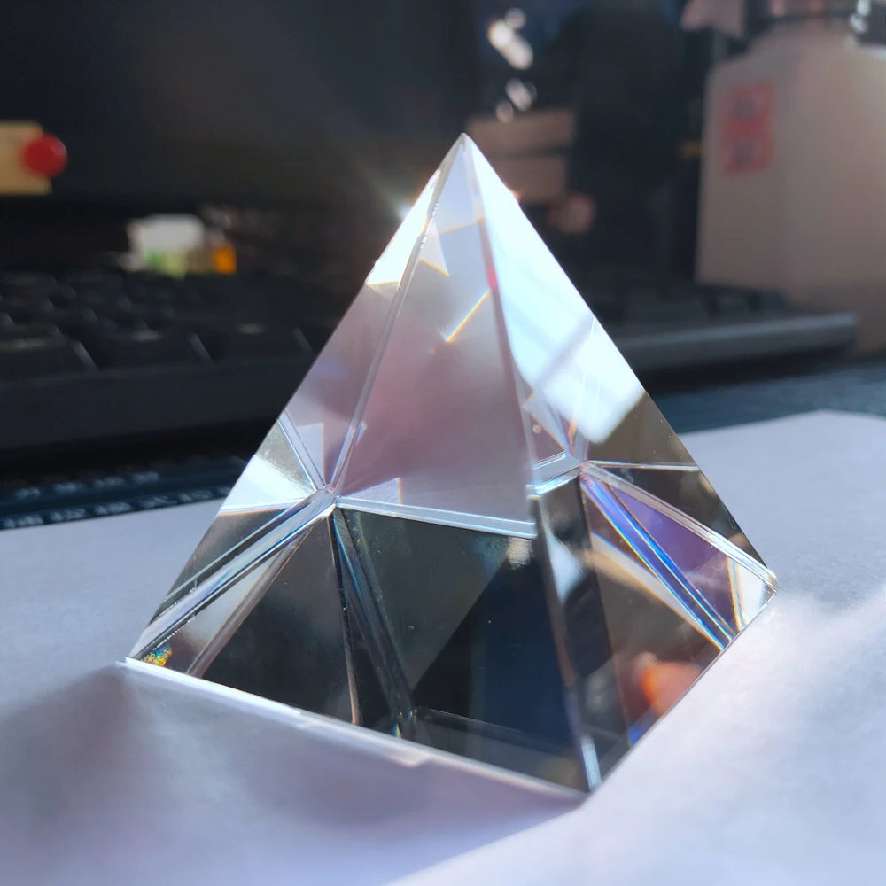 Rainbow Prism Optical Glass Crystal Pyramid 50mm Height Rectangular Pyramid Polyhedral Popularization Science Studying Student