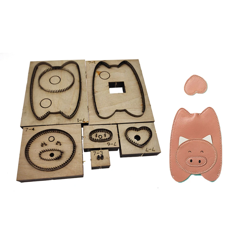 Diy leather craft cute animal pig bear elephant car key ring string bag Die cutting knife mold metal hollowed punch tool