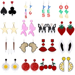 YAOLOGE Big Drop Earrings For Women Statement Acrylic Fruit Letters Exaggeration Funny Fashion Earrings 2020 Jewelry Wholesale