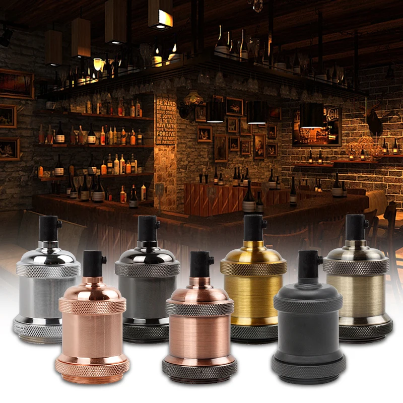 E27 Lamp Holder Vintage E26 Edison bulb Base Screw Bulb base Aluminum Light 110V 220V Socket Industrial Retro Pendant Lampholder