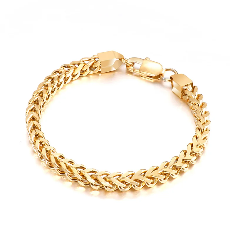 5mm/6mm/8mm Gold Stainless Steel Cool Figaro Link Chain Bracelet  Men Women Boys  Gift