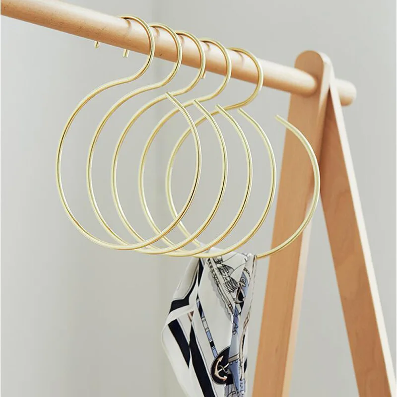 5pcs/lot Silk Towel Rack Scarf Frame Large Ring Tie Racks Belt Hook Clothes Hanger