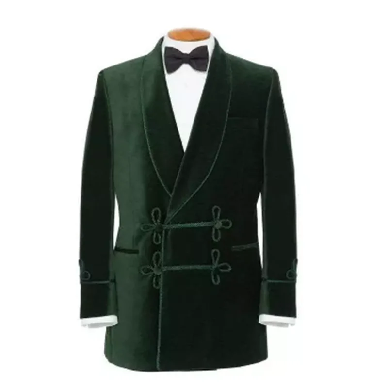 Winter Men's Woolen Suit Coat Mid-Length Double-Row Embroidered Buckle Thickened Enlarged