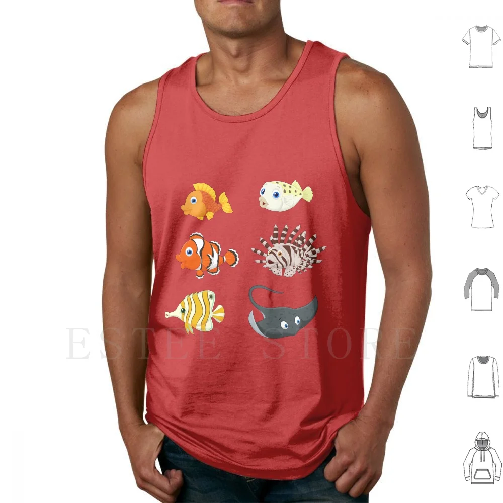 Sea Flap Flap 2 Tank Tops Vest Sea Flap Flap Underwater Set Fish Collection Collections Set Underwater Ocean Animals Sea