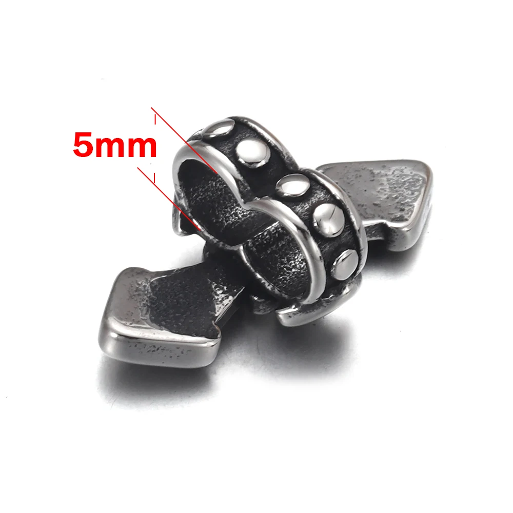 Stainless Steel Slide Beads Double Hole Fit 5mm Leather Rope Bracelet Jewelry Making Accessories DIY Charm Slider Findings