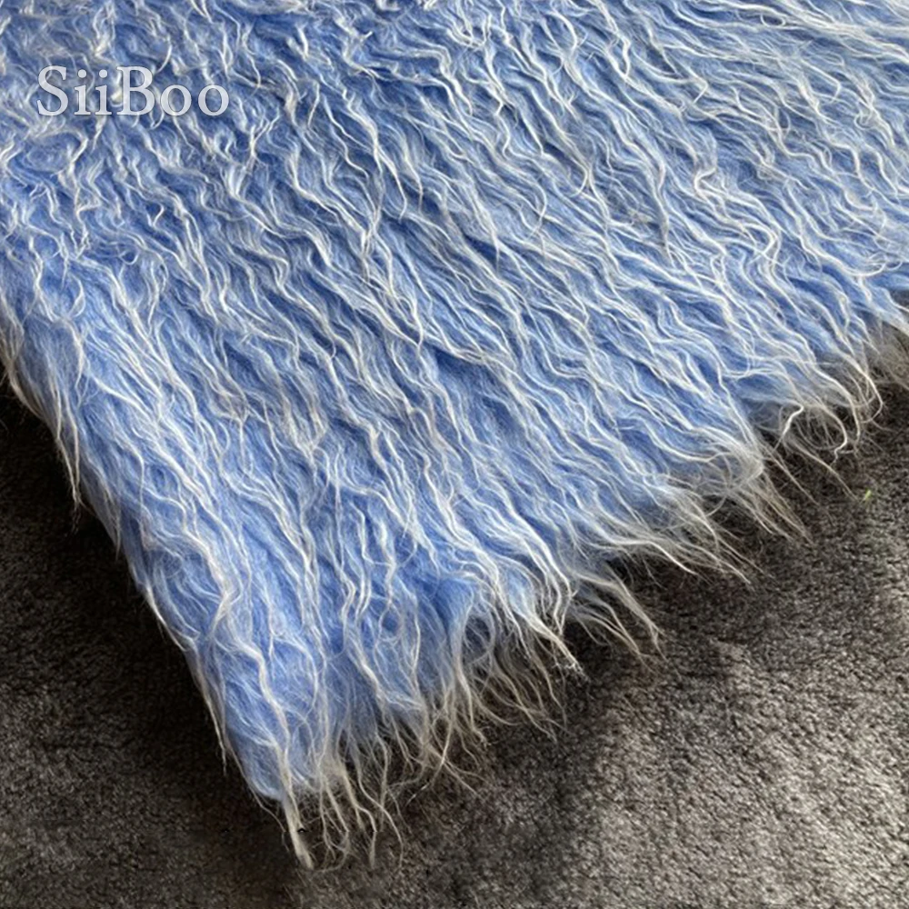 Siiboo faux mongolian fur fabric for garment accessories photograph prop DIY doll soft touch white color tip dye curl fur sp6556
