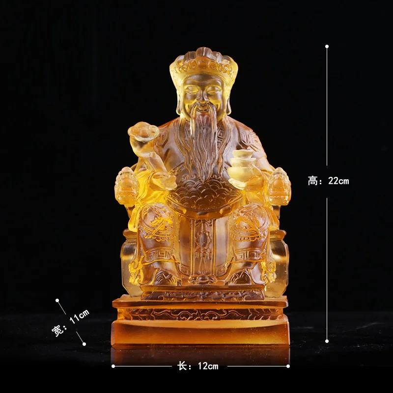 Colored glaze God of Wealth Buddha  Living Room Home Furnishing Decoration Craft Opening housewarming gift