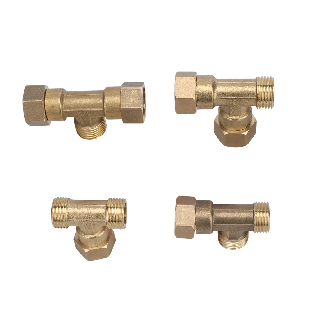 Brass pipe fitting male-female thread conversion connection 1/2” T-shaped three-way copper water oil gas adapter garden fittings