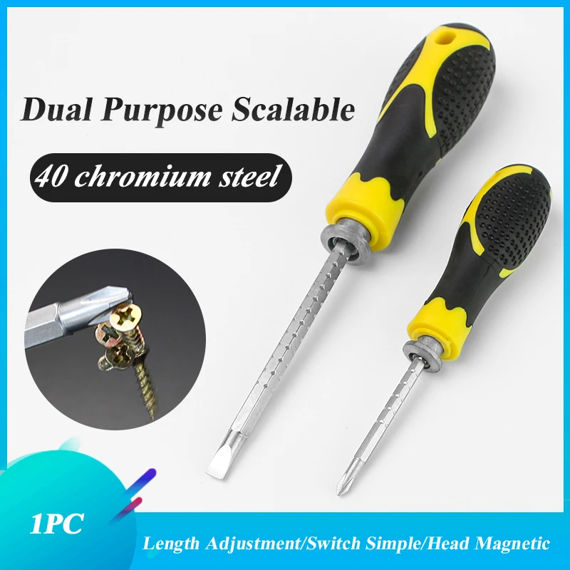 1PC S2 Dual Purpose Scalable Screwdrivers Multi-function Phillips Slotted Ratchet Screwdriver S2 Steel Magnetic Screw-driver