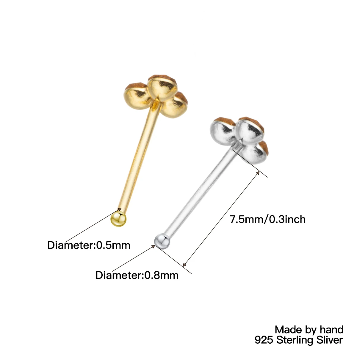 36Pcs/Box 925 Sterling Silver Multi Color Crystal Nose Studs Nose Piercing Body Jewelry Pircing Nariz Percing Nez