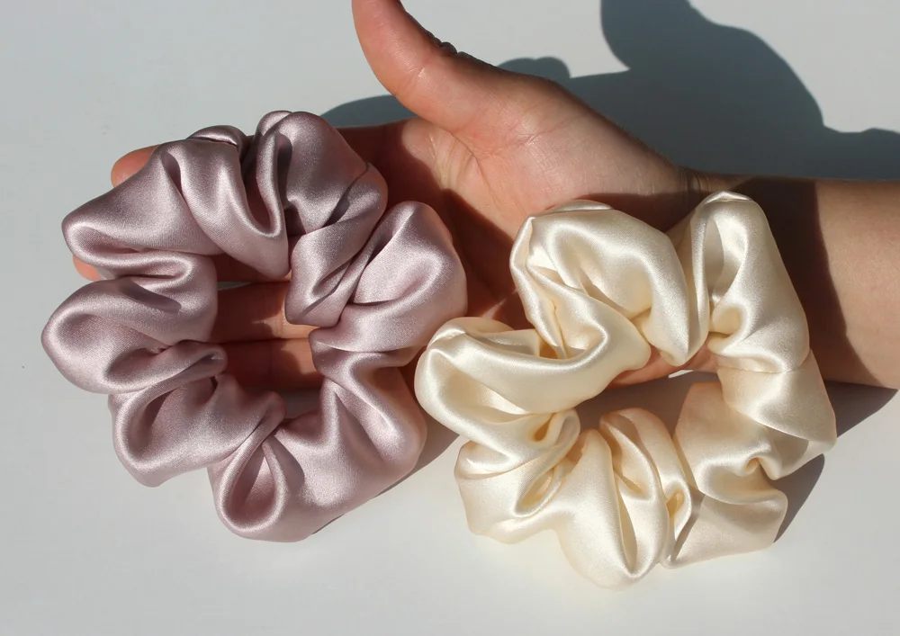 100 % reine Maulbeerseide, große Haargummis, Gummibänder, Haargummis, Gummi-Gummibänder, Pferdeschwanzhalter für Frauen und Mädchen, 19 Momme, 3,5 cm – Detail 11