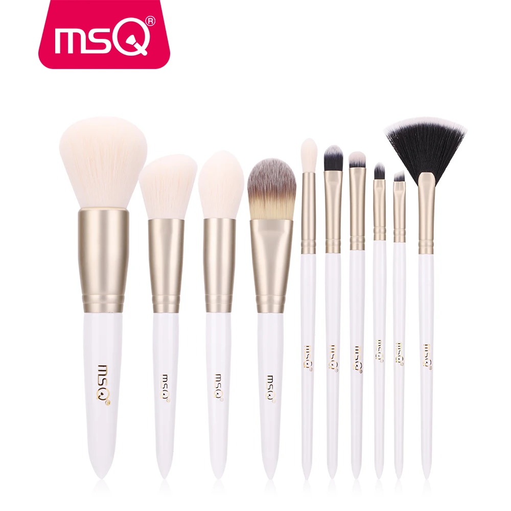 MSQ 10PCS Makeup brushes Set Foundation Powder Eyeshadow Make up Brush Pearl White Gold pincel maquiagem Beauty Tools