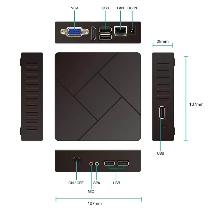 JIERUICC PC Station Thin Client G4-N Quad-core 1.5ghz, ram1gb integrato.