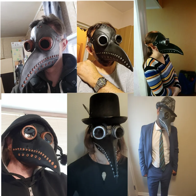 Plague Doctor Cosplay Costumes Steampunk Bird Mask Costume Fancy Dress Latex Masks Halloween Party