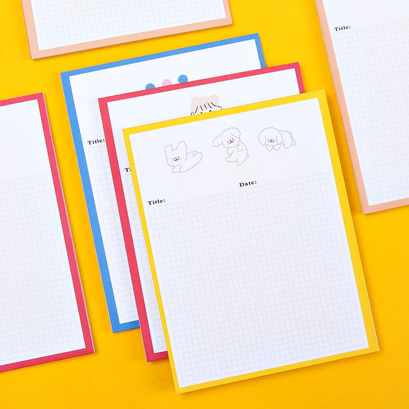 30 Pages Cartoon Grid Sticky Note Creative Memo Pad Notepad Planner Stickers Student Diary Kawaii Stationery Diy Notes