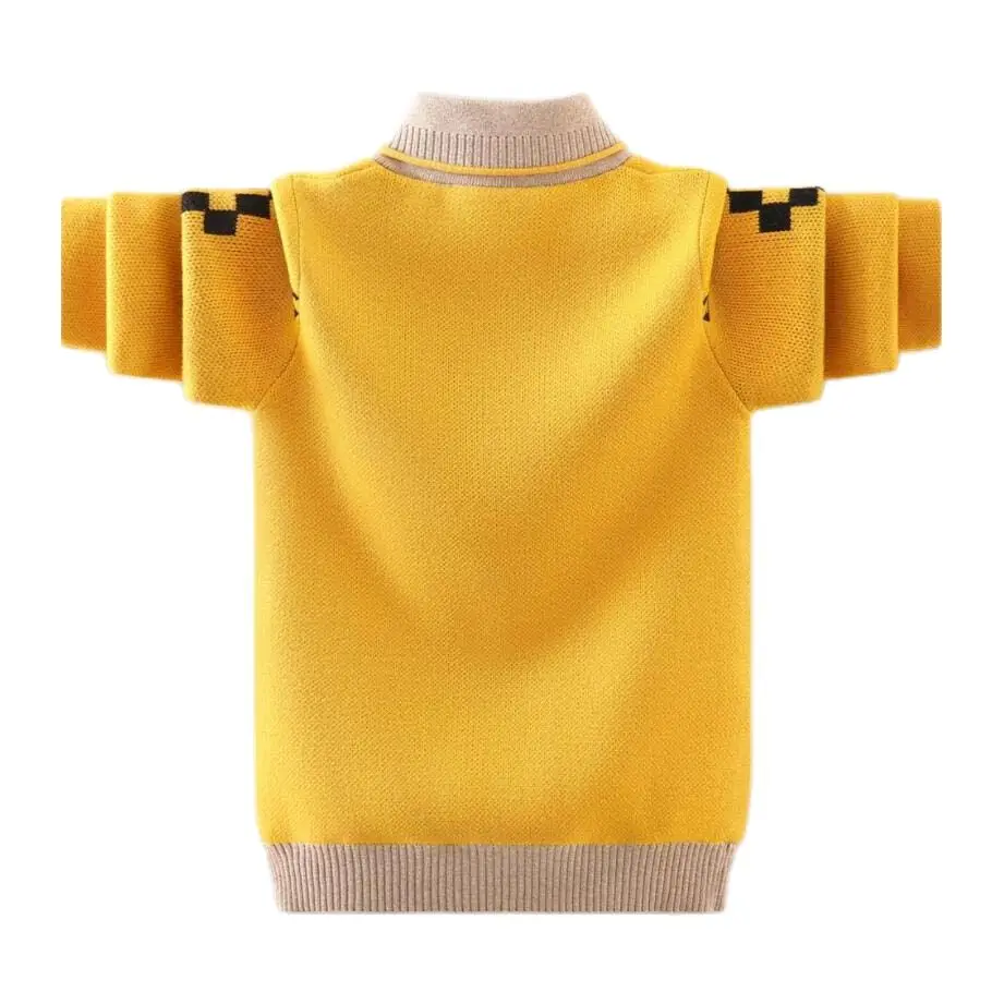 Spring Children Collar Sweater 3-17T Kids Winter Warm Jacket Baby Boys Pullovers Long Sleeve Knitted Velvet Turtleneck Outfit