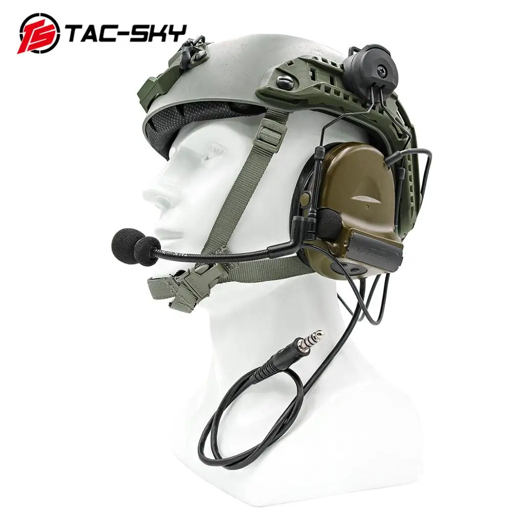 TS TAC-SKY Taktisches Headset COMTA II Elektronische Ohrenschützer ARC Rail Helmhalterung C2 Schießkopfhörer