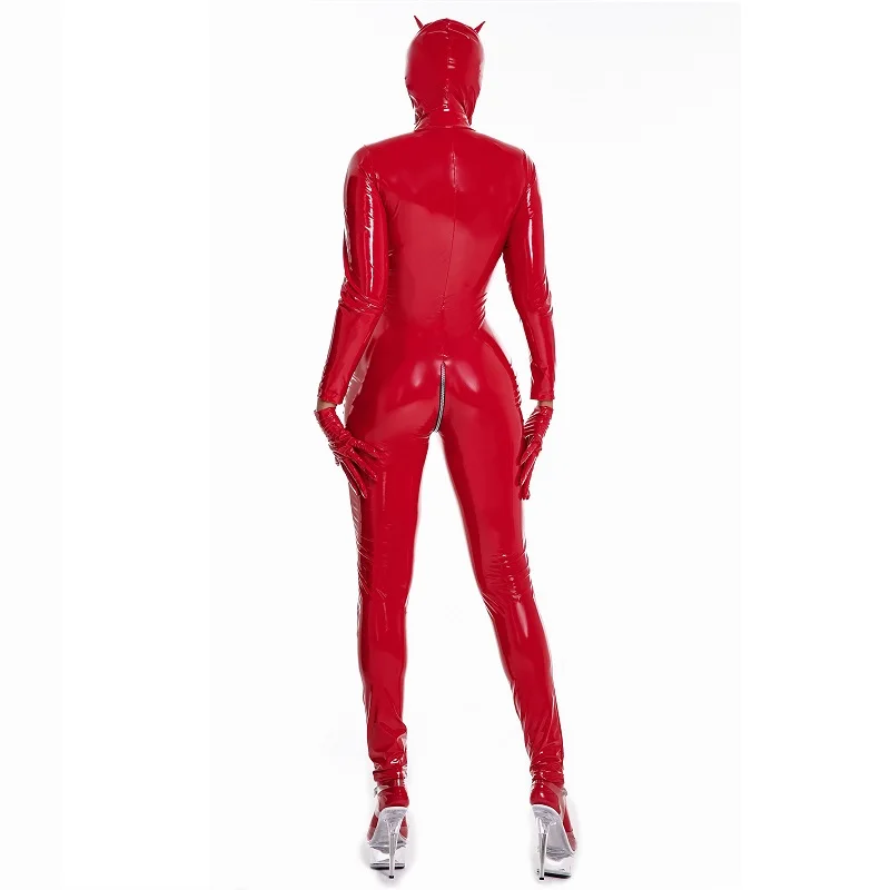 Wet Look Shiny Latex Catsuit Long Sleeves Full Body Open Crotch PVC Rubber Nightclub Fetish Jumpsuit Rompers Plus Size 4XL 5XL