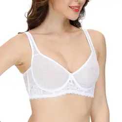 Dropshipping White mesh sexy Lace perspective women big Size transparent bras 70 75 80 85 90 95 100 A B C D DD E DDD F