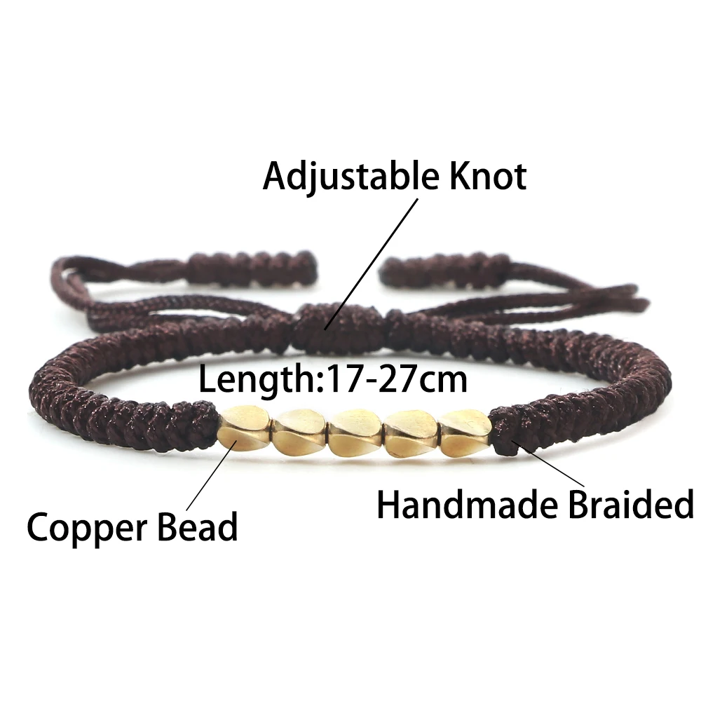 Charm Tibetan Buddhist Copper Beads Bracelet Handmade Adjustable Knots Buddha Rope Braided Thread Bangles For Women Men Jewelry