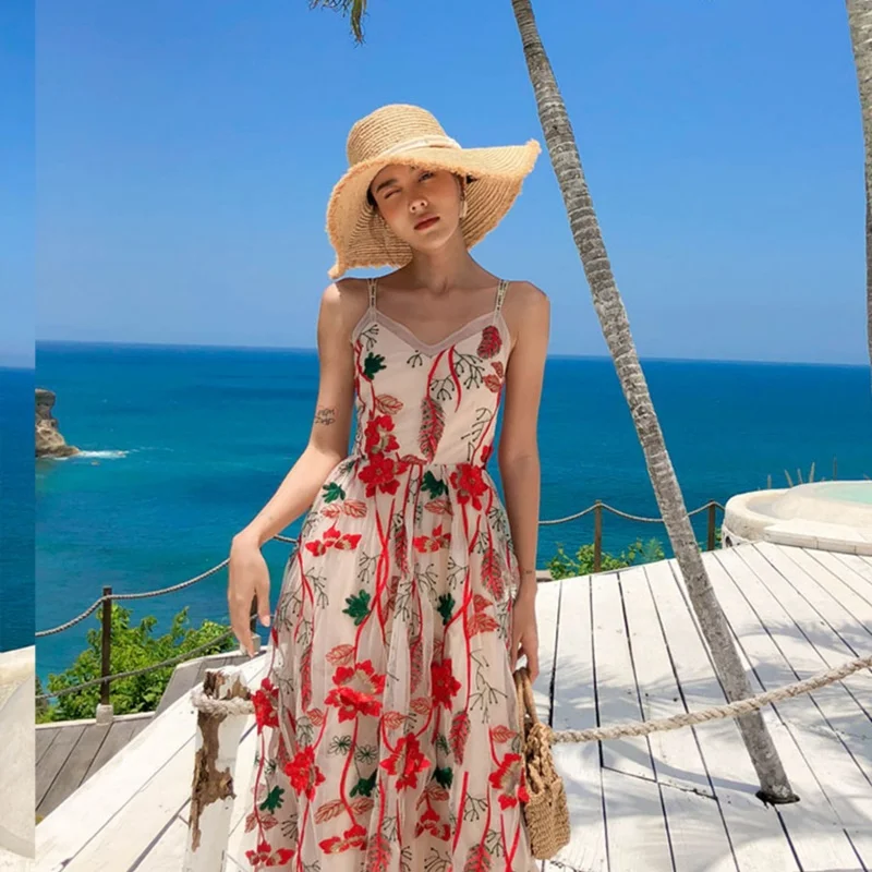 

Summer Dress Woman 2020 Off Shoulder Strap Long Boho Dress Bohemian Sundress Backless Sexy Beach Dresses 2020 Vestidos DD2489