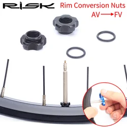 RISK Aluminum Bike Rim Conversion Nuts with Tool MTB Bicycle Tire AV to FV Converter Schrader Transfer to Presta Valve Adapter