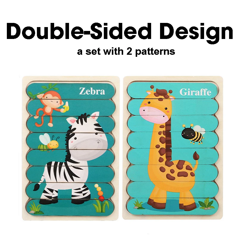 Quebra-cabeça Montessori para crianças, jogos infantis 3D de dupla face, brinquedos educativos, quebra-cabeças para crianças