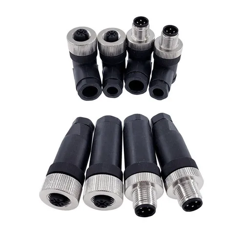 Conector de sensor M12, 4 pines, 5 pines, M12-8, resistente al agua, macho y hembra, tornillo, acoplamiento roscado, conectores de sensor de código A