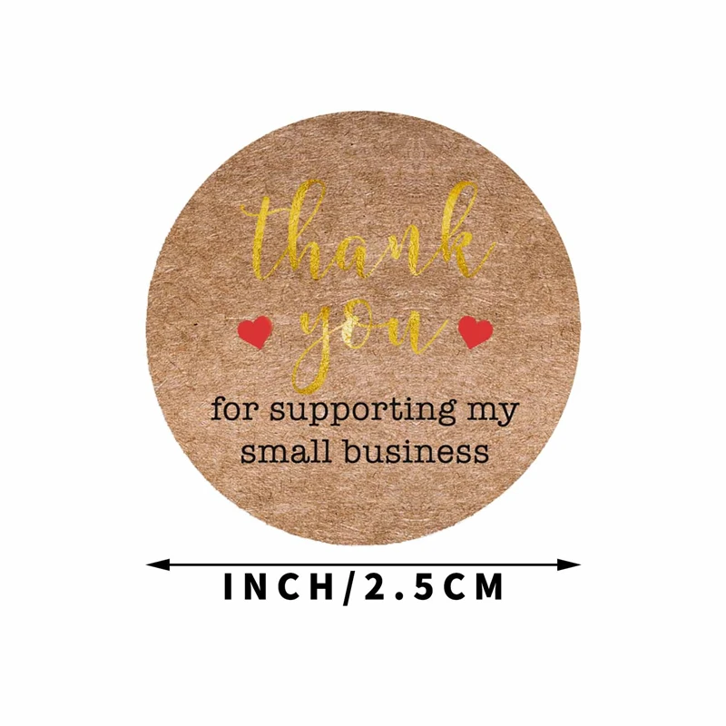 500 Chiếc Cảm Ơn Bạn Dán Tròn Giấy Kraft 1Inch Miếng Dán Thủ Công Làm Bánh Gói Nhãn Nhỏ Store Kinh Doanh Bao Bì Dán