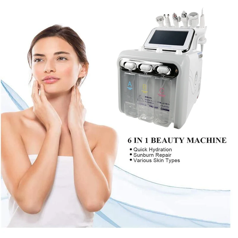 6 in 1 Oxygen Beauty Machine Microdermoabrasion Dead Skin Removal Aqua Peeling Facial Lifting Home Spa Skin Care