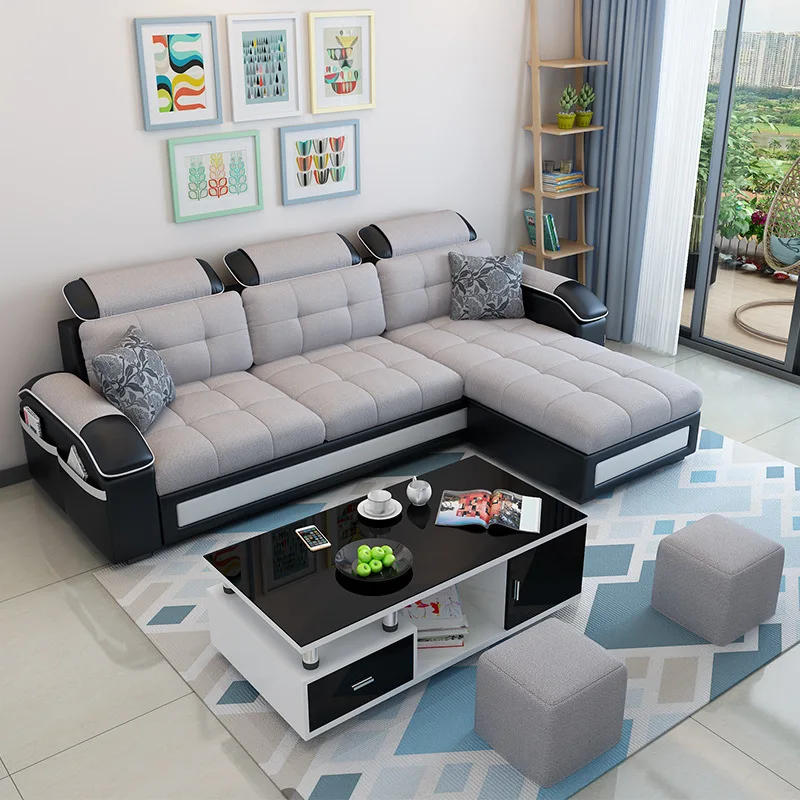 Stoff sofa ecke L-förmigen kombination Nordic schaum sofa