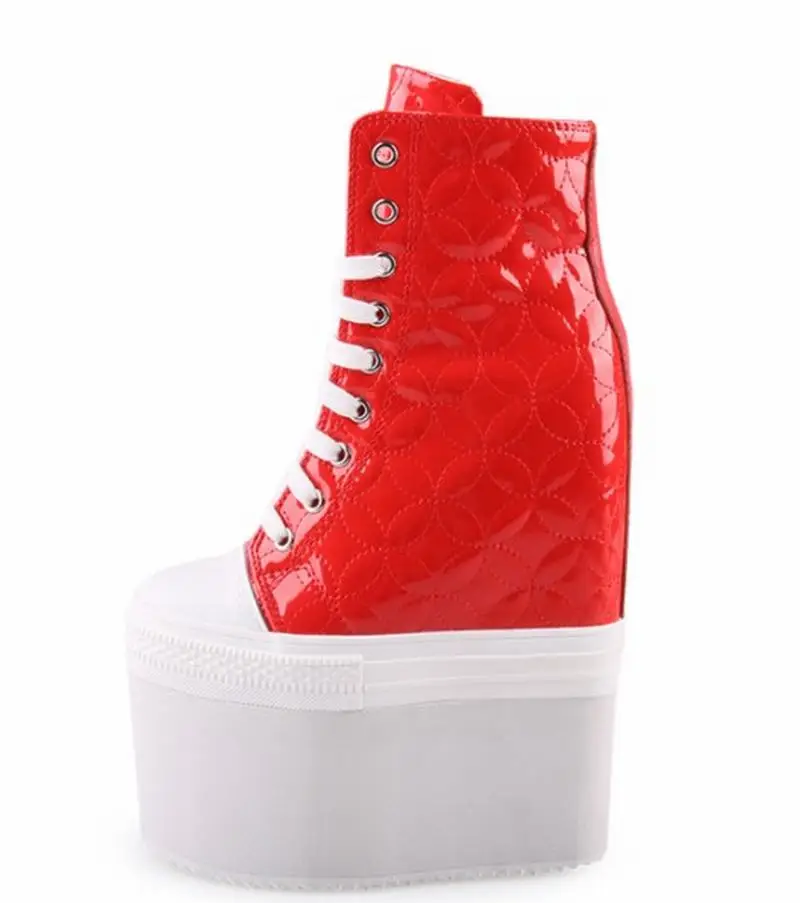 Cyabmoz Custom handmade 18cm Women Hidden Height increasing High heels Shoes Plaid Platform Sneakers Casual Woman Shoes Pumps