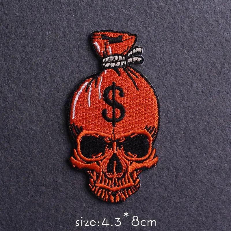 فاسق الملاكم التصحيح هيكل جمجمة الحديد على بقع للملابس المطرزة بقع للملابس زين شارة التصحيح شريط لاصق