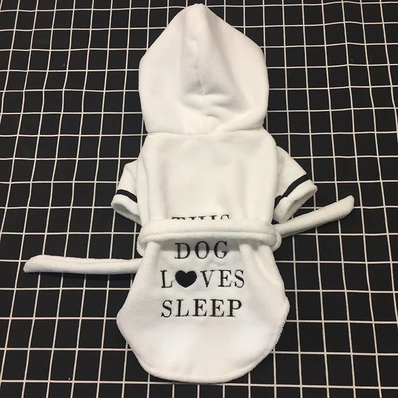 White Comfort Dog Pet Pajamas Bichon Cat Clothes Animal Robe Leisure Wear Teddy Puppy Hoodie Soft Cute Print Pjs XS S M L XL 2XL