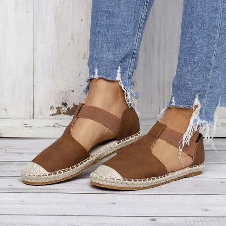 Summer Comfy Espadrilles Sandals 2021 New Closed Toe Hemp Ladies Casual Shoes Elastic Home Outdoor Beach Fisherman Flats